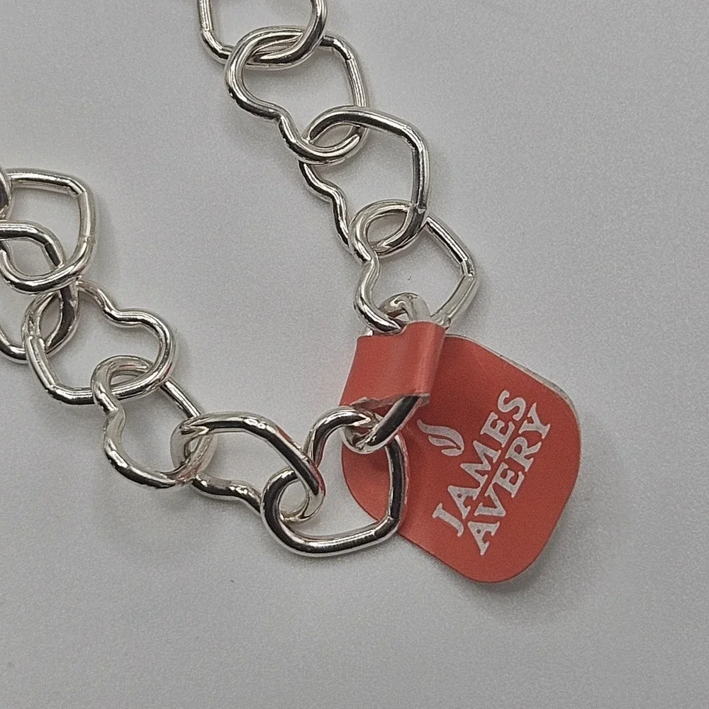 James Avery Sterling Silver Bracelet Connecting Hearts Sz L NWT